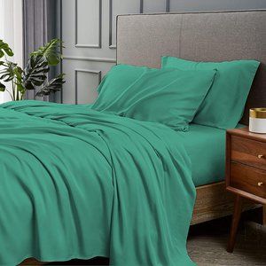 CAL KING - DARK TEAL - 4 Piece Bamboo Bed Sheet Set